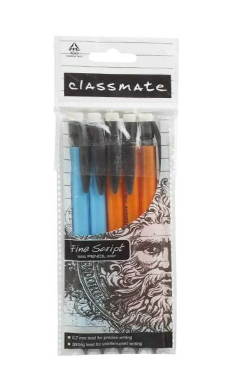 Classmate Fine Script 0.7 mm Mechanical Pencil- 5s pouch- Pack of 5